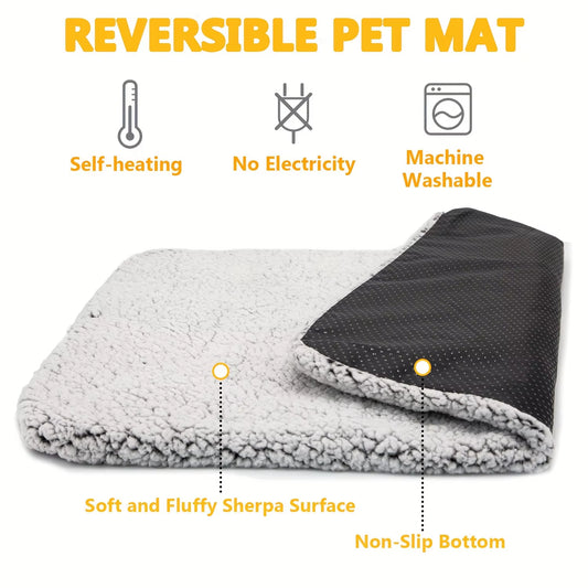 Self-heating pet mat with soft cover