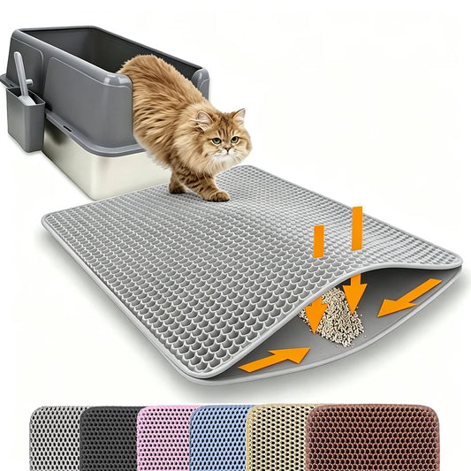 Cat litter trapping mat with honeycomb design