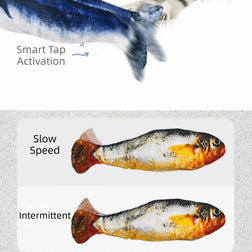 1/3Pcs Wagging Tail Electric Simulation Fish Cat Toy Plush Tap-Activated Interactive Cat Toy Motion Sensor 3 Flapping Mode