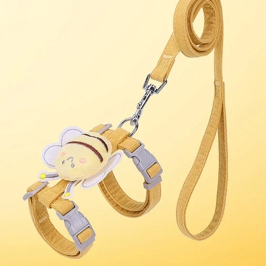 Bee cat harness and leash set in yellow
