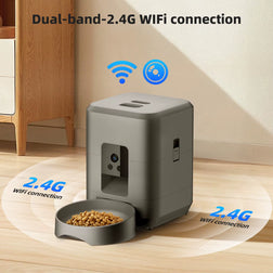 2L Automatic Pet Feeder Cat Smart Pet Feeder Wi-Fi & Camera Controlled Feeder Dog & Cat Food Dispenser Remote App (No 5V 2A Plug