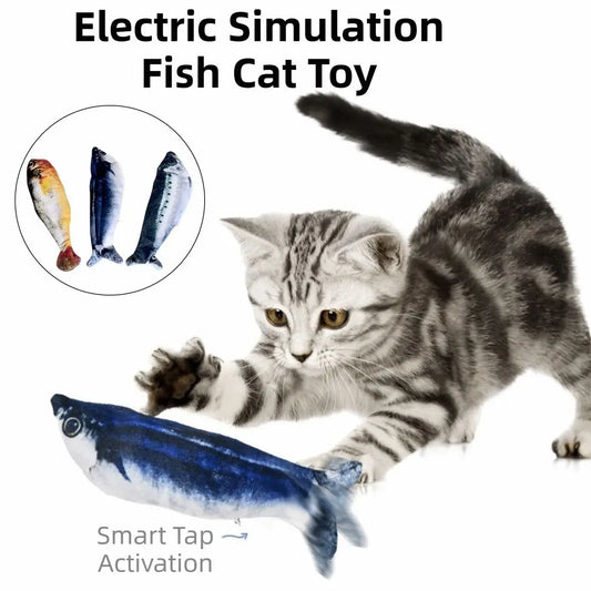 1/3Pcs Wagging Tail Electric Simulation Fish Cat Toy Plush Tap-Activated Interactive Cat Toy Motion Sensor 3 Flapping Mode