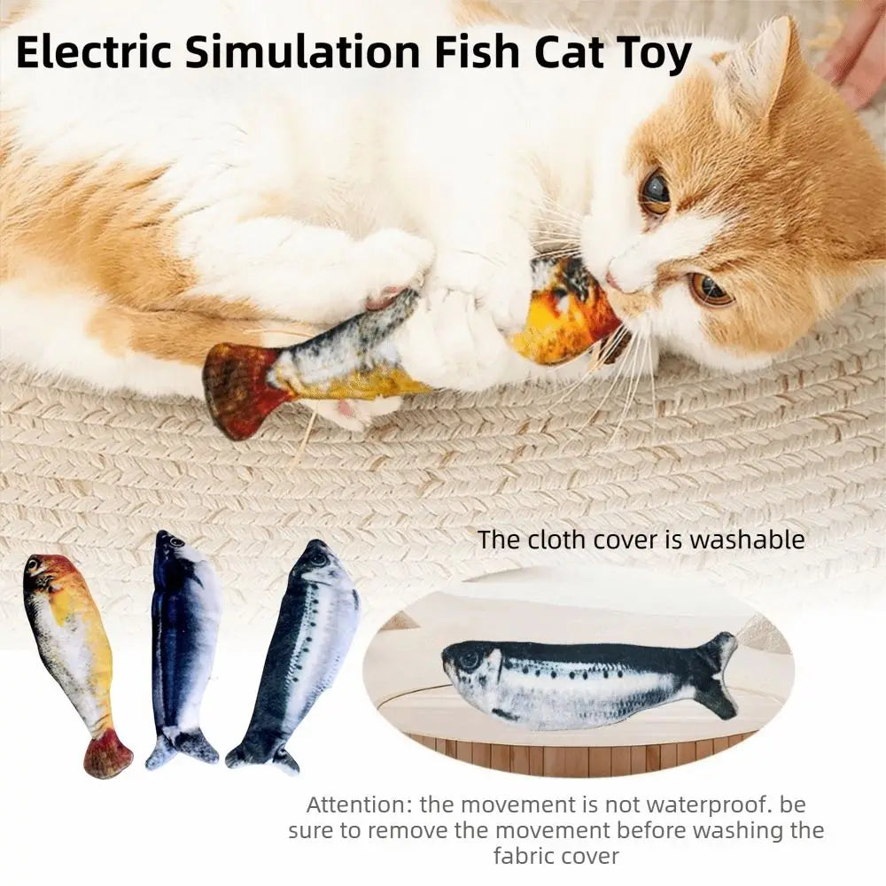 1/3Pcs Wagging Tail Electric Simulation Fish Cat Toy Plush Tap-Activated Interactive Cat Toy Motion Sensor 3 Flapping Mode